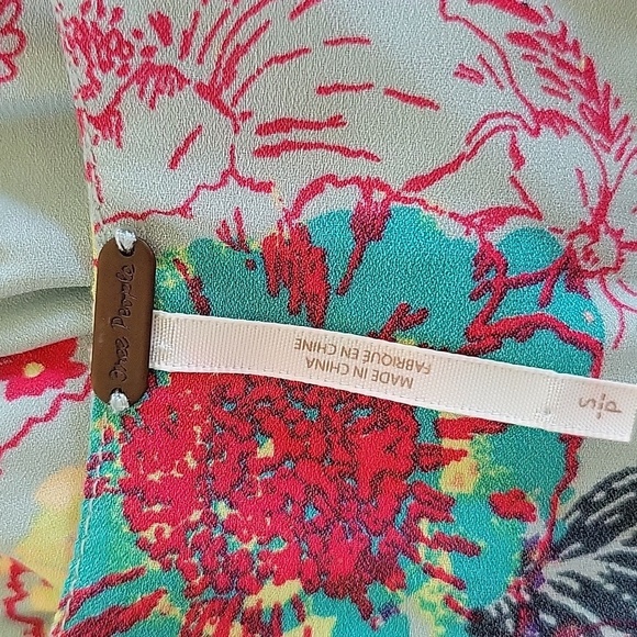 Free People Floral Babydoll V-Neck Blouse Sleeveless Flowy Ruffle Top Cottage Sm - Picture 8 of 9